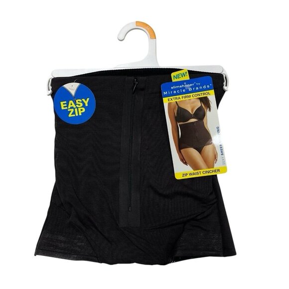 SlimShaper by Miracle Brands Shapewear Womens M Black Shaping Waist Cincher - Picture 1 of 5